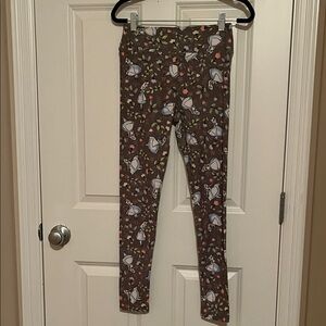 LuLaRoe Brown Leggings with Fun Print
